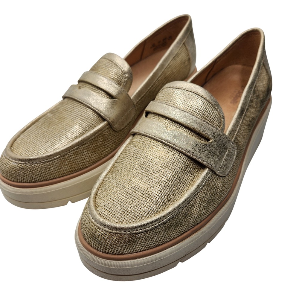 Dr Scholls Nice Day Max Loafer Platform Wedge Shoes‎ Womens 9.5M Gold